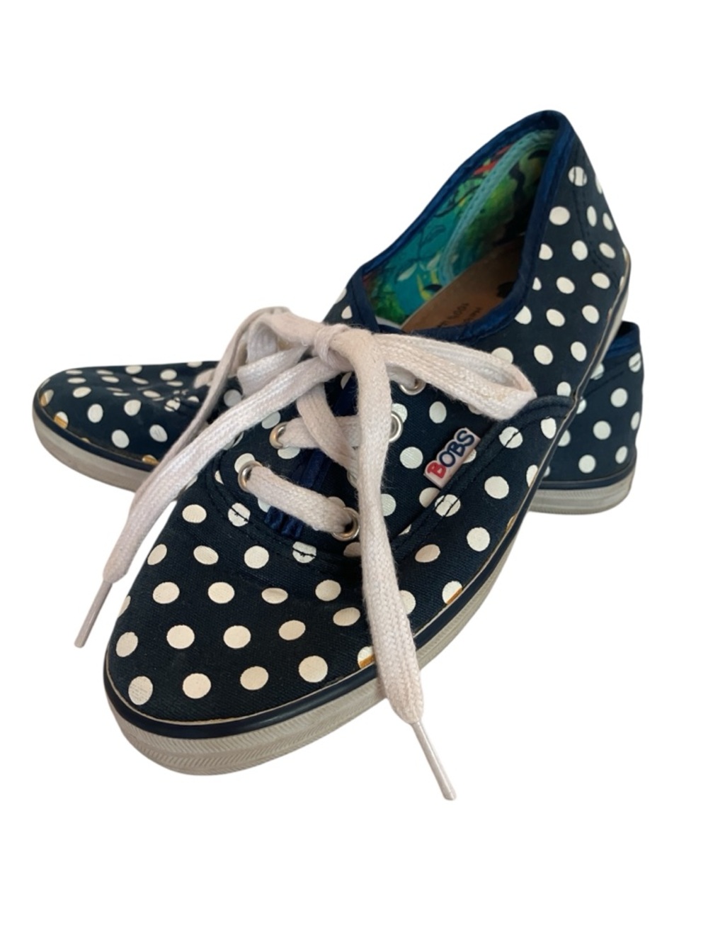 Bob’s Skechers Navy and White Polka Dot Lace-Up Sneakers Youth size 3